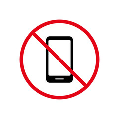 No Smartphone Black Silhouette Ban Icon. Telephone Cellphone Forbidden Pictogram. No Use Mobile Phone Red Stop Symbol. Not Allowed Smart Phone Sign. Cellphone Prohibited. Isolated Vector Illustration
