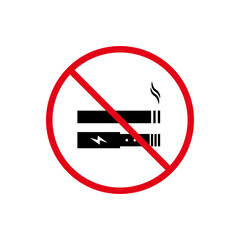 Ban Smoke Vape and Cigarette Black Silhouette Icon. No Smoking Nicotine and Electronic Cigarette Forbidden Pictogram. Prohibited Smoking Vaping Area Red Stop Symbol. Isolated Vector Illustration