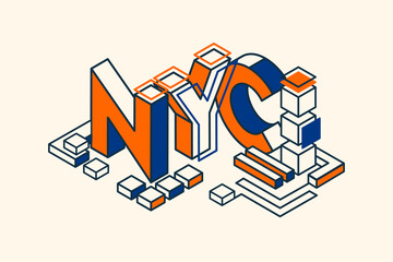 Isometric New York stock vector isometric illustration. Creative retro lettering print for t-shirt, fabric, textile