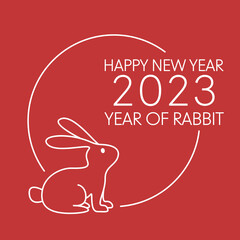 Happy Chinese new year greeting card 2023 with cute rabbit pattern. Animal holidays cartoon character. Rabbit icon vector.