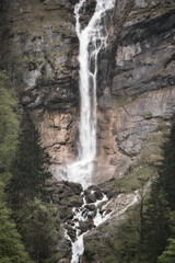 Highest waterfall in Germany in the mountains and forest - R&ouml;thbachfall Obersee K&ouml;nigssee Alps