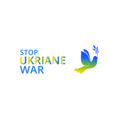 Stop ukraine war with dove bird and simple background