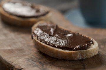 Toasted ciabatta with chocolate hazelnut spread