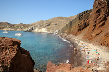 Red Beach of volcanic sand, Santorini, Greece