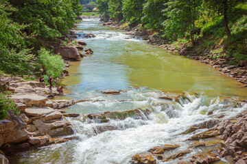 Waterfall Probiy in the city of Yaremche