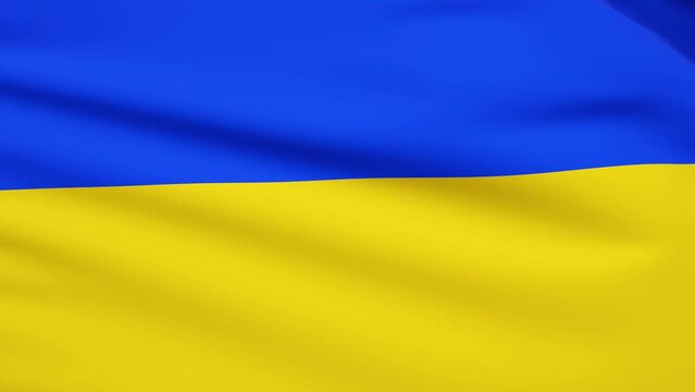 Realistic Ukrainian flag waving in the wind. Glory to Ukraine background loop.