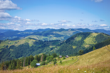 View of the mountains on the way to the Pysanyj stone .Carpathians