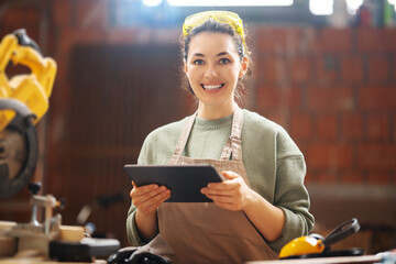 woman carpenter in workshop