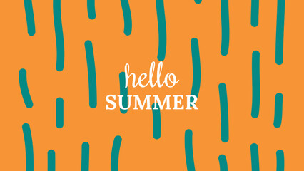 Hello summer vector illustration for social media design templates background with copy space for text. Summer landscapes background for banner, greeting card, poster, and advertising.