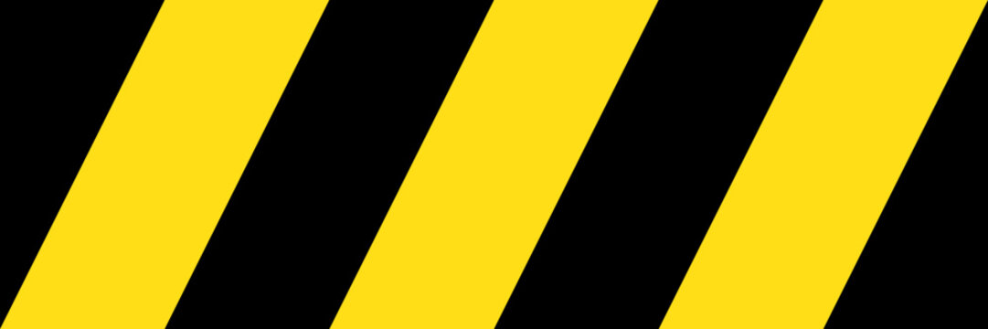 Yellow and Black Caution tape or Barricade tape seamless striped pattern or texture. Vector illustration.