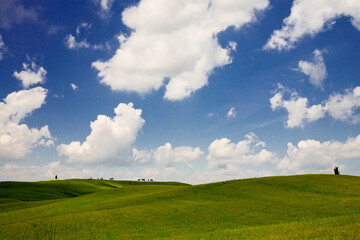 Val d'Orcia, panorami delle colline in primavera
