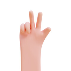 Fototapeta premium Cartoon hands. Hands raised to count fingers. 3d render illustration with Clipping path.