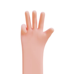 Fototapeta premium Cartoon hands. Hands raised to count fingers. 3d render illustration with Clipping path.