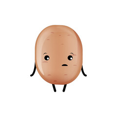 vector funny cartoon cute tiny brown smiling potato character isolated on white background. Funky Potato with smiling face. vegetable funky character