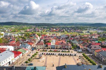 Fototapeta na wymiar Aerial cityscape of Chęciny (Kielce, Poland) old town 