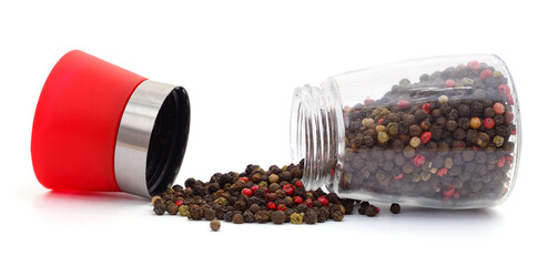 Mix of different peppers in the grinder. © voren1