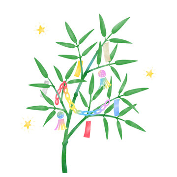 recommend clip art: 七夕の笹飾り　白背景