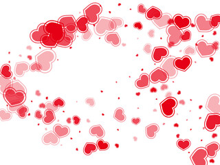 Beautiful red hearts falling vector illustration.
