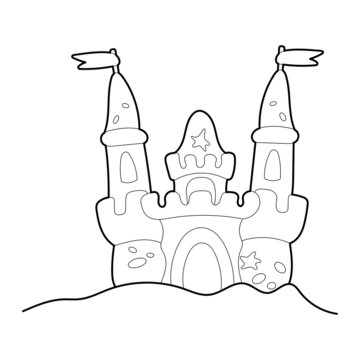 recommend clip art: Sand castle cartoon illustration. Isolated on white background.