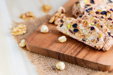 biscotti on wood plate, home made bakery and healthy food