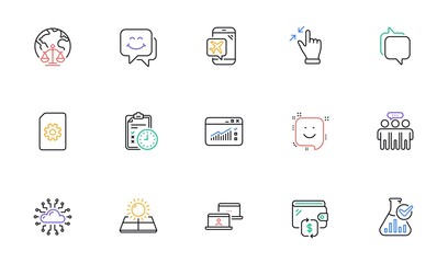 Wallet, Smile and Magistrates court line icons for website, printing. Collection of Exam time, Sun energy, File management icons. Outsource work, Messenger, Smile face web elements. Vector