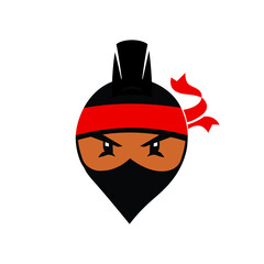 Ninja logo vector head with angry face