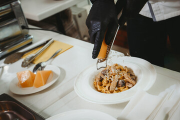 chef preparing food in restaurant