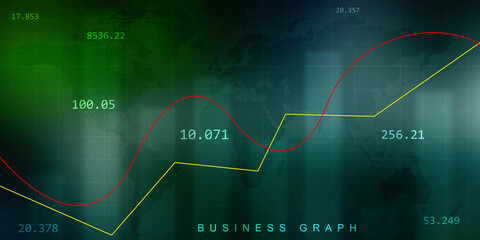 2d rendering Stock market online business concept. business Graph 