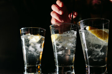 cocktail with ice and lime