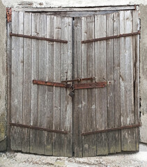 Old wooden door from a barn closeup