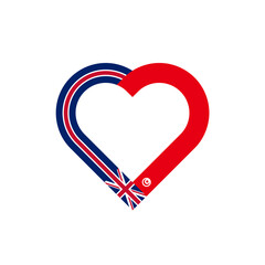 unity concept. heart ribbon icon of united kingdom and tunisia flags. vector illustration isolated on white background