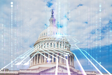 Capitol dome building exterior, Washington DC, USA. Home of Congress, Capitol Hill. American...