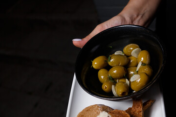 olives in glass jar