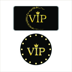VIP emblems with crown vector illustration