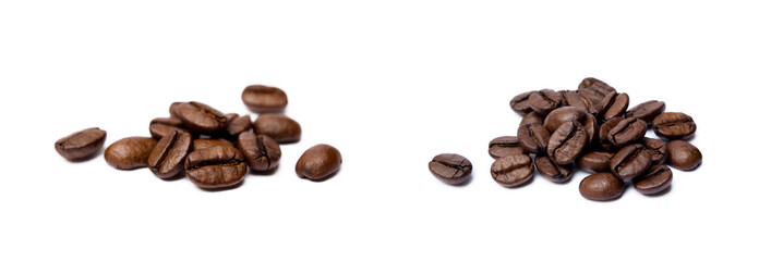Roasted coffee beans isolated on white background
