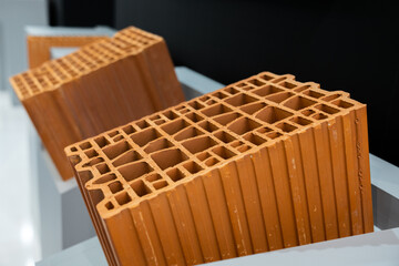 Samples of bricks at a construction exhibition