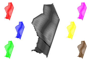 Iuiu municipality (Bahia state, Municipalities of Brazil, Federative Republic of Brazil) map vector illustration, scribble sketch Iuiu map