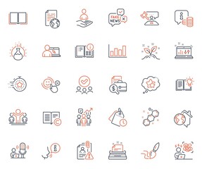 Education icons set. Included icon as Approved group, Copyright and Timer web elements. Product knowledge, Winner, Book icons. Instruction info, Brush, Difficult stress web signs. Vector