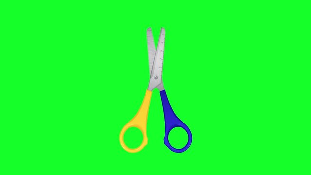 realistic metal scissors animated isolated on green screen good for graphics resource and infographics motion