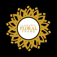 Gold ornamental round, Decorative art frame, Abstract vector floral ornament border, porcelain pattern design.