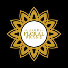 Gold ornamental round, Decorative art frame, Abstract vector floral ornament border, porcelain pattern design.