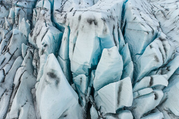 Aerial view of Flaajokull glacier in Vatnajokull national park in Iceland