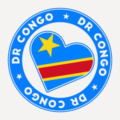 DR Congo heart flag badge. From DR Congo with love logo. Support the country flag stamp. Vector illustration.