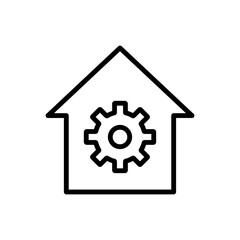 Gear, house simple icon vector. Flat design