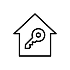 Key, house simple icon, vector. Flat desing