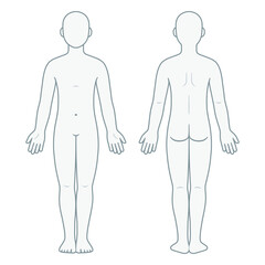 Unisex body chart diagram template front and back