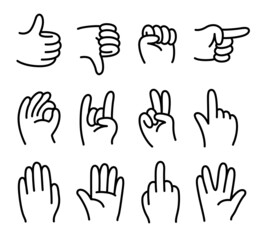 Cartoon hand gesture icon set