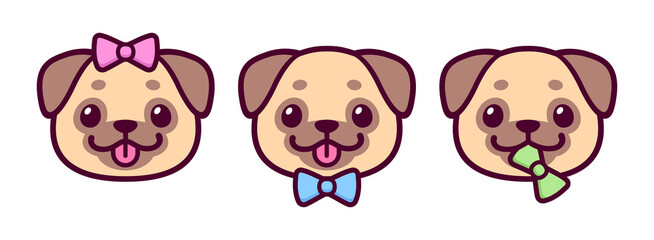 Cute dog gender icon set