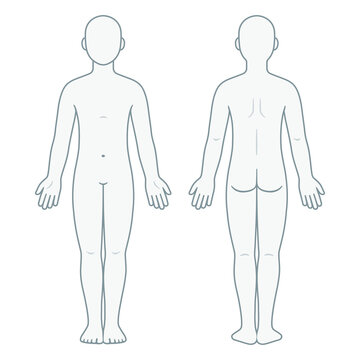 Unisex body chart diagram template front and back