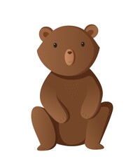 Cute brown bear sits. Children's vector illustration in cartoon style.
